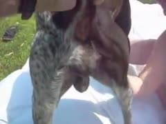 Sex with dog outside