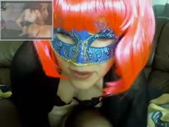 Horny girl in mask toy fuck solo