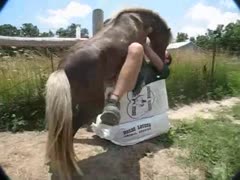 Dirty horse cum in her mouth